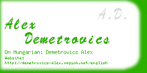 alex demetrovics business card